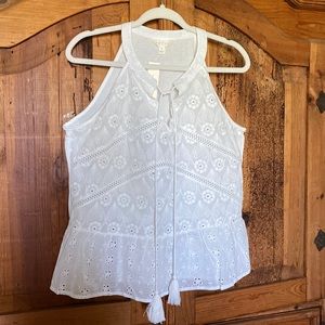ADIVA Eyelet & Embroidery Halter Style Blouse